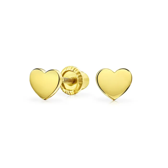 Earrings Initial Letter AZ 14K Gold Heart Shaped Stud Earrings with Screw Back for Girlfriend BlingJewelry Wholesale Earrings Initial Letter AZ 14K Gold Heart Shaped Stud Earrings with Screw Back for Girlfriend BlingJewelry Wholesale