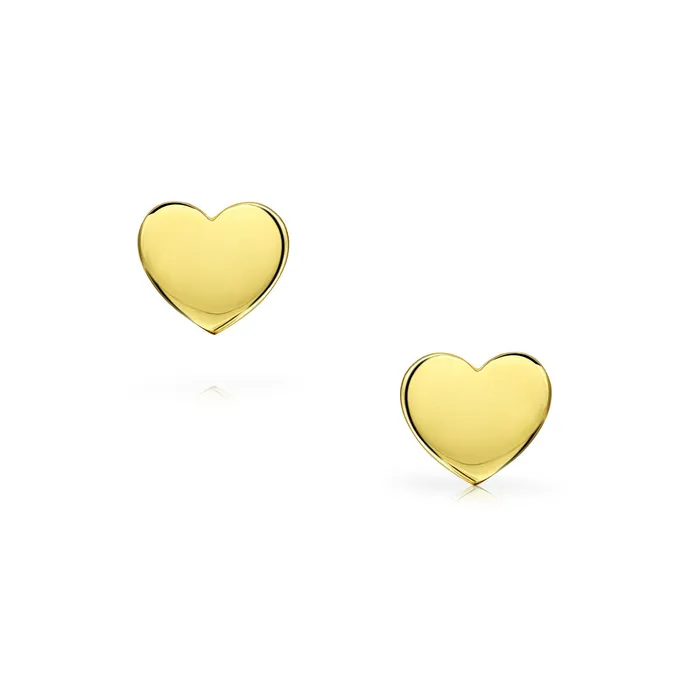 Earrings Initial Letter AZ 14K Gold Heart Shaped Stud Earrings with Screw Back for Girlfriend BlingJewelry Wholesale Earrings Initial Letter AZ 14K Gold Heart Shaped Stud Earrings with Screw Back for Girlfriend BlingJewelry Wholesale