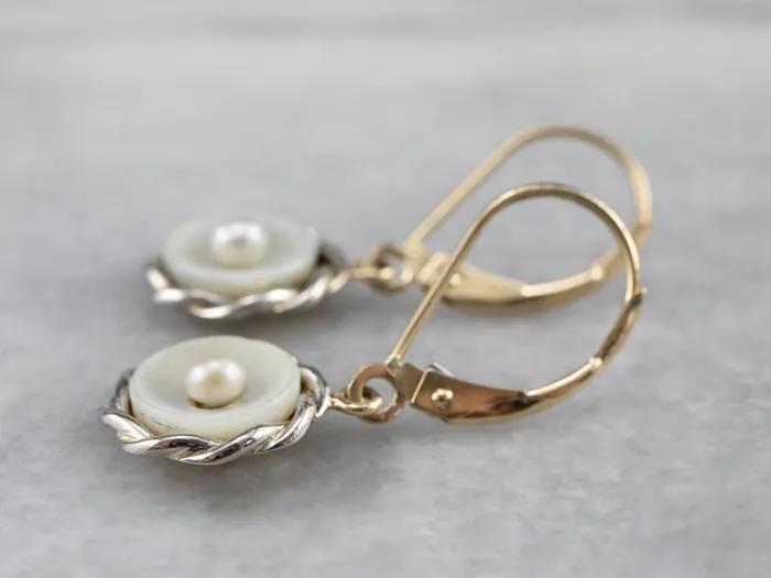 Earrings Market Square Jewelers Mother of Pearl Two Tone Gold Drop Earrings Earrings Market Square Jewelers Mother of Pearl Two Tone Gold Drop Earrings