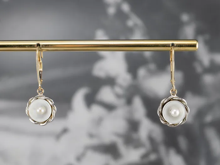 Earrings Market Square Jewelers Mother of Pearl Two Tone Gold Drop Earrings Earrings Market Square Jewelers Mother of Pearl Two Tone Gold Drop Earrings