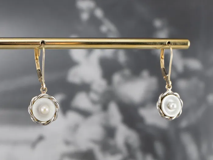 Earrings Market Square Jewelers Mother of Pearl Two Tone Gold Drop Earrings Earrings Market Square Jewelers Mother of Pearl Two Tone Gold Drop Earrings