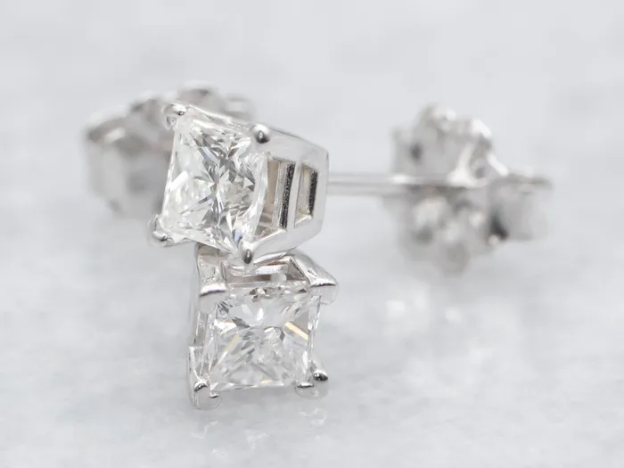 Earrings Market Square Jewelers Princess Cut Diamond Stud Earrings
