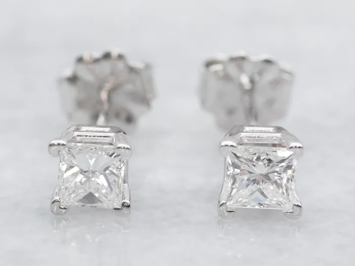 Earrings Market Square Jewelers Princess Cut Diamond Stud Earrings