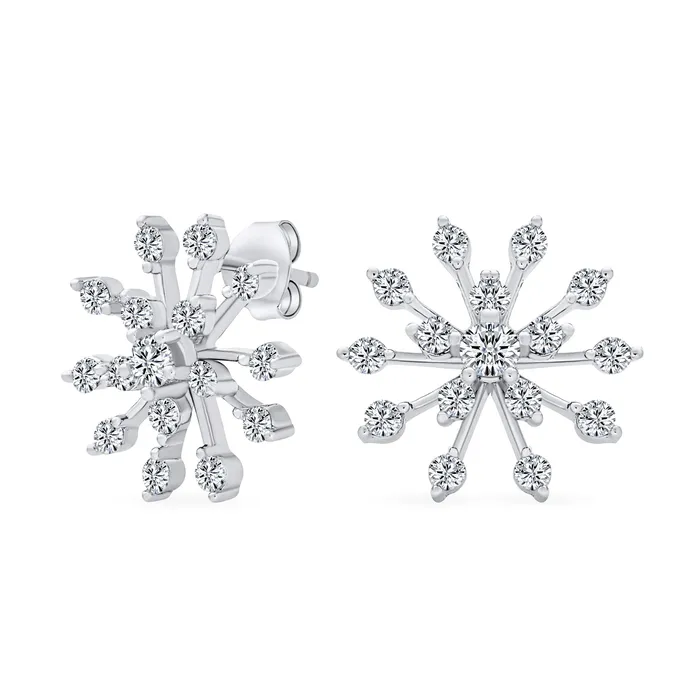 Earrings MidSize Lightweight CZ Stud Earrings Cubic Zirconia Snowflake Sterling Silver BlingJewelry Wholesale Earrings MidSize Lightweight CZ Stud Earrings Cubic Zirconia Snowflake Sterling Silver BlingJewelry Wholesale