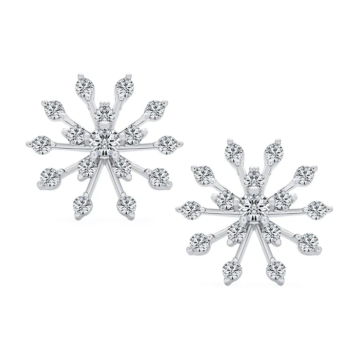 Earrings MidSize Lightweight CZ Stud Earrings Cubic Zirconia Snowflake Sterling Silver BlingJewelry Wholesale