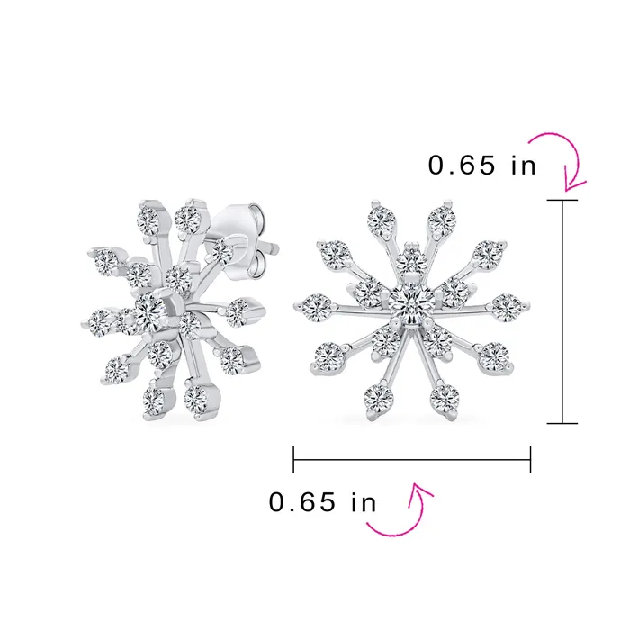 Earrings MidSize Lightweight CZ Stud Earrings Cubic Zirconia Snowflake Sterling Silver BlingJewelry Wholesale