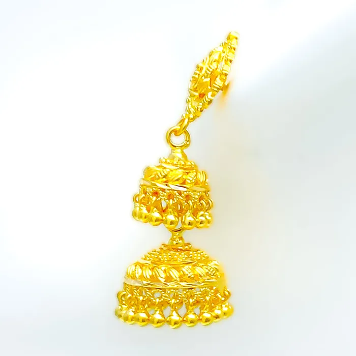 Earrings Priceless Dual Chandelier 22k Gold Jhumki Earrings Andaaz Jewelers