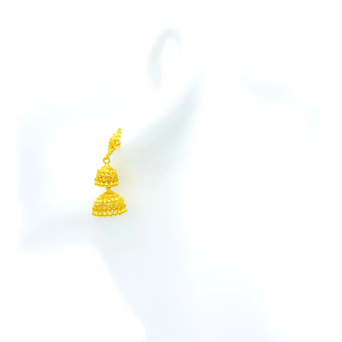 Earrings Priceless Dual Chandelier 22k Gold Jhumki Earrings Andaaz Jewelers