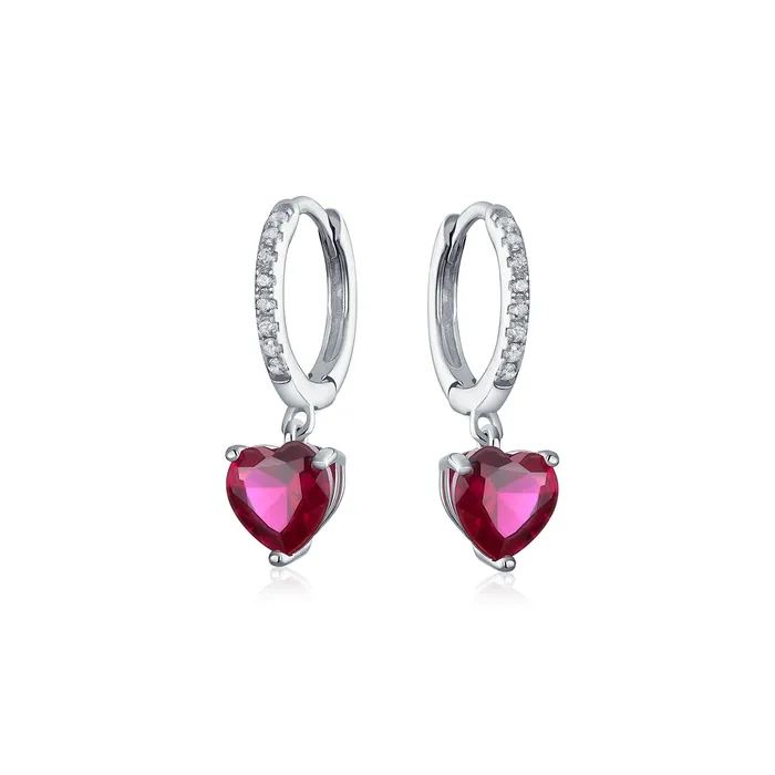 Earrings Romantic Fuchsia Pink CZ Ruby Heart Dangle Chandelier Earrings Sterling Silver BlingJewelry Wholesale Earrings Romantic Fuchsia Pink CZ Ruby Heart Dangle Chandelier Earrings Sterling Silver BlingJewelry Wholesale
