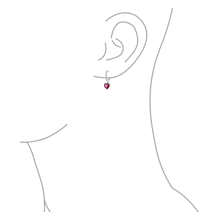 Earrings Romantic Fuchsia Pink CZ Ruby Heart Dangle Chandelier Earrings Sterling Silver BlingJewelry Wholesale