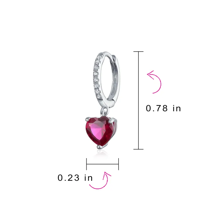 Earrings Romantic Fuchsia Pink CZ Ruby Heart Dangle Chandelier Earrings Sterling Silver BlingJewelry Wholesale