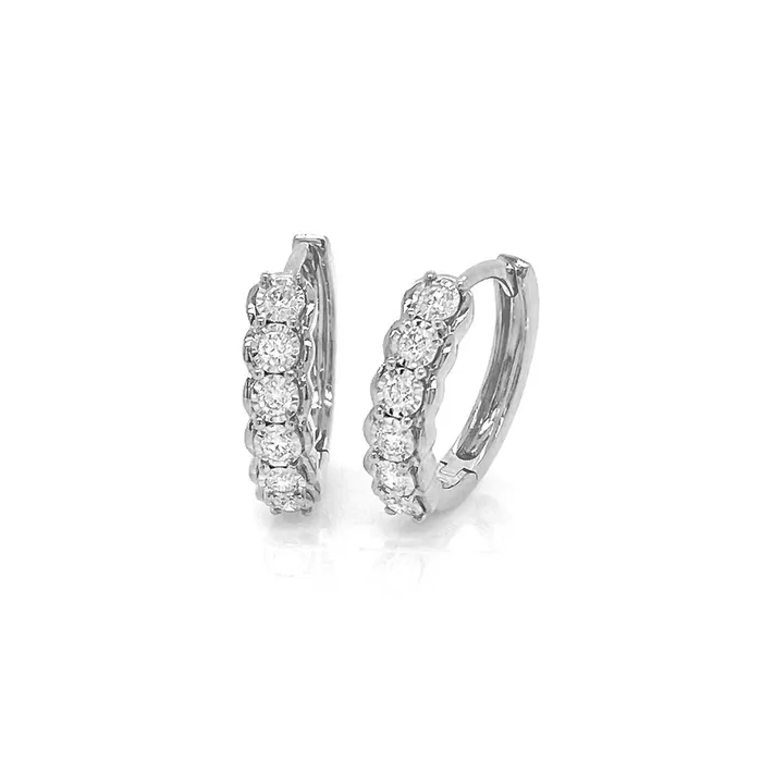 Earrings Shy Creation Shy Creation Diamond Huggie Earrings 023 CT