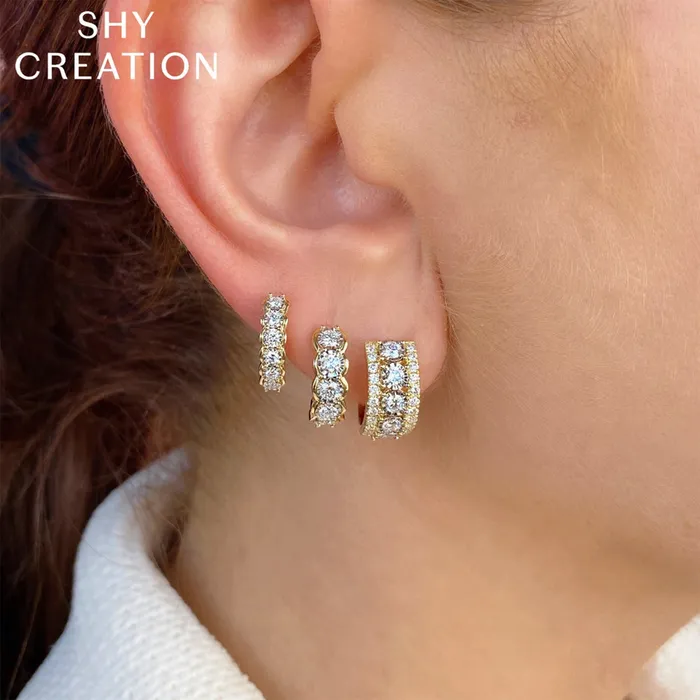 Earrings Shy Creation Shy Creation Diamond Huggie Earrings 023 CT Earrings Shy Creation Shy Creation Diamond Huggie Earrings 023 CT