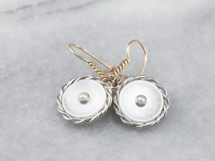Earrings Two Tone Mother of Pearl and Seed Pearl Drop Earrings Market Square Jewelers Earrings Two Tone Mother of Pearl and Seed Pearl Drop Earrings Market Square Jewelers