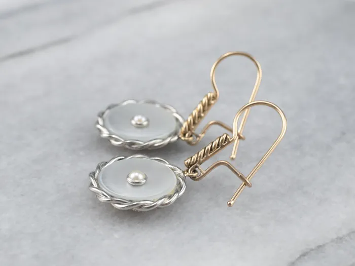 Earrings Two Tone Mother of Pearl and Seed Pearl Drop Earrings Market Square Jewelers Earrings Two Tone Mother of Pearl and Seed Pearl Drop Earrings Market Square Jewelers