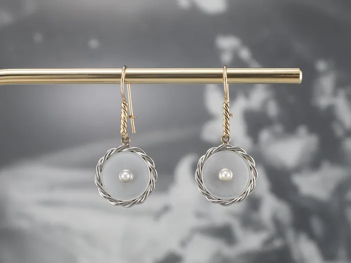 Earrings Two Tone Mother of Pearl and Seed Pearl Drop Earrings Market Square Jewelers Earrings Two Tone Mother of Pearl and Seed Pearl Drop Earrings Market Square Jewelers