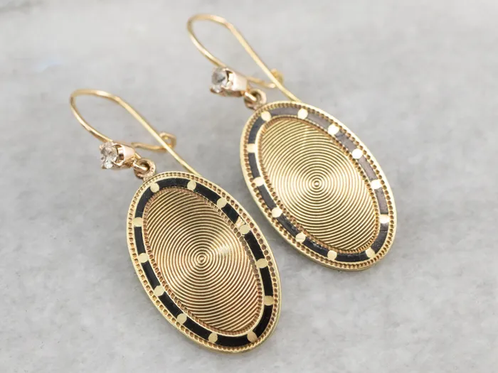 Enamel Diamond and Gold Cufflink Earrings Market Square Jewelers Earrings