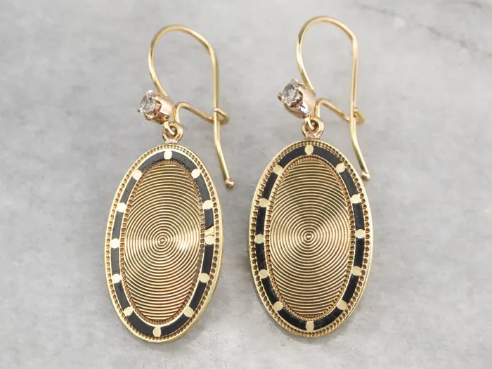 Enamel Diamond and Gold Cufflink Earrings Market Square Jewelers Earrings Enamel Diamond and Gold Cufflink Earrings Market Square Jewelers Earrings
