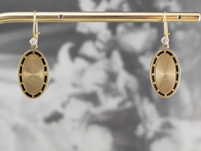 Enamel Diamond and Gold Cufflink Earrings Market Square Jewelers Earrings Enamel Diamond and Gold Cufflink Earrings Market Square Jewelers Earrings
