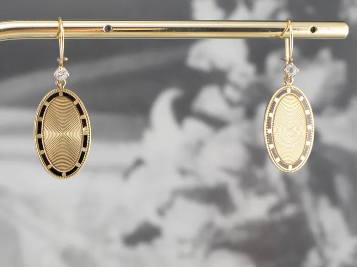 Enamel Diamond and Gold Cufflink Earrings Market Square Jewelers Earrings Enamel Diamond and Gold Cufflink Earrings Market Square Jewelers Earrings