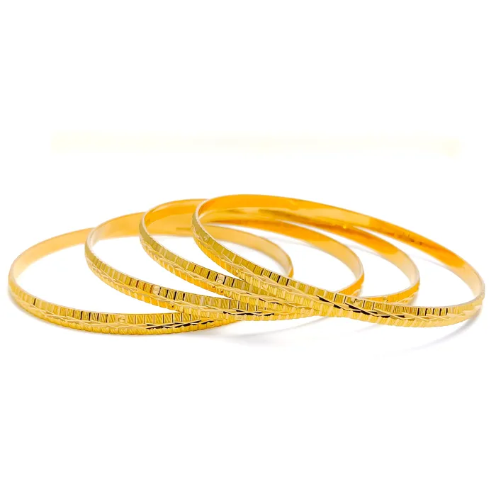 Engraved High Finish 22k Gold Bangles Andaaz Jewelers PreStyled Sets