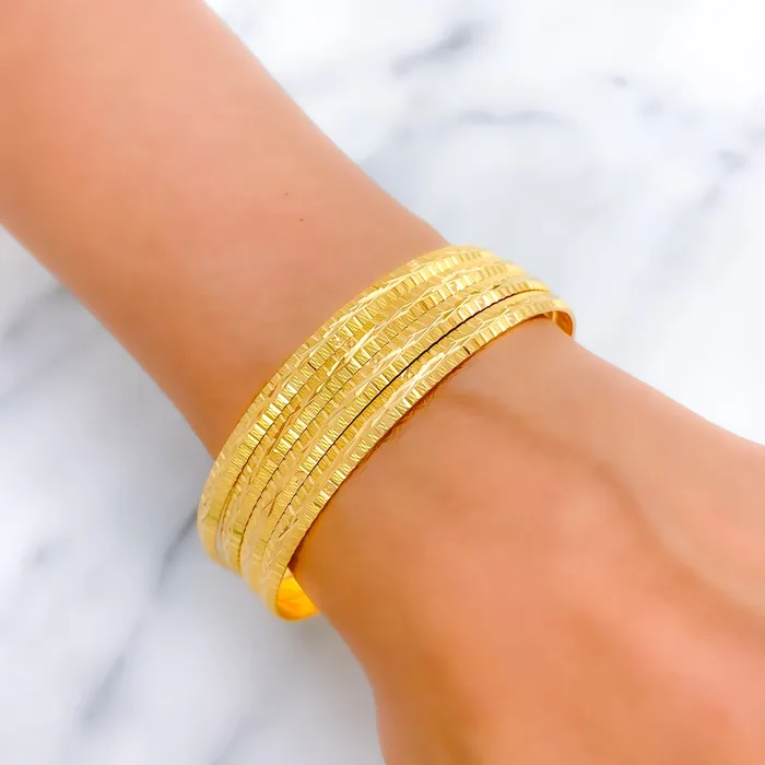 Engraved High Finish 22k Gold Bangles Andaaz Jewelers PreStyled Sets