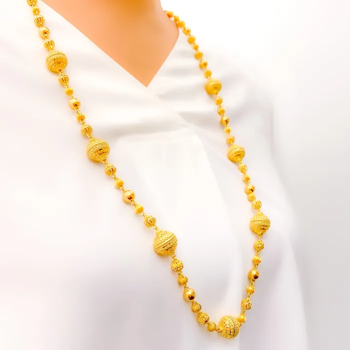 Festive Beaded 22k Gold Long Handmade Chain 30 Andaaz Jewelers Necklaces
