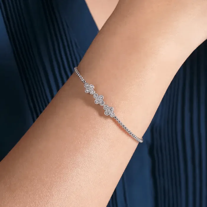 Gabriel Co Bujukan Bead Cuff Bracelet with Three Quatrefoil Diamond Stations Gabriel Co Bracelets Gabriel Co Bujukan Bead Cuff Bracelet with Three Quatrefoil Diamond Stations Gabriel Co Bracelets