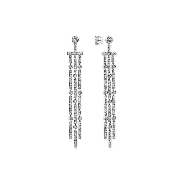 Gabriel Co Earrings Gabriel Co Three Row Linear Drop Diamond Stud Earrings Gabriel Co Earrings Gabriel Co Three Row Linear Drop Diamond Stud Earrings