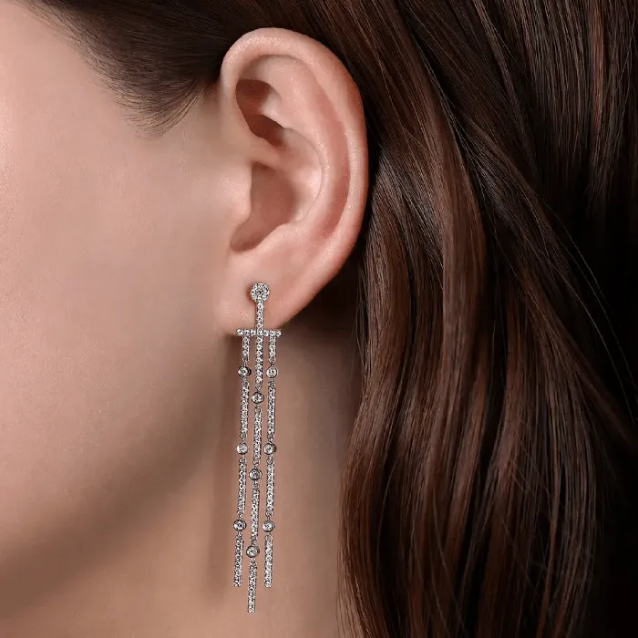 Gabriel Co Earrings Gabriel Co Three Row Linear Drop Diamond Stud Earrings Gabriel Co Earrings Gabriel Co Three Row Linear Drop Diamond Stud Earrings