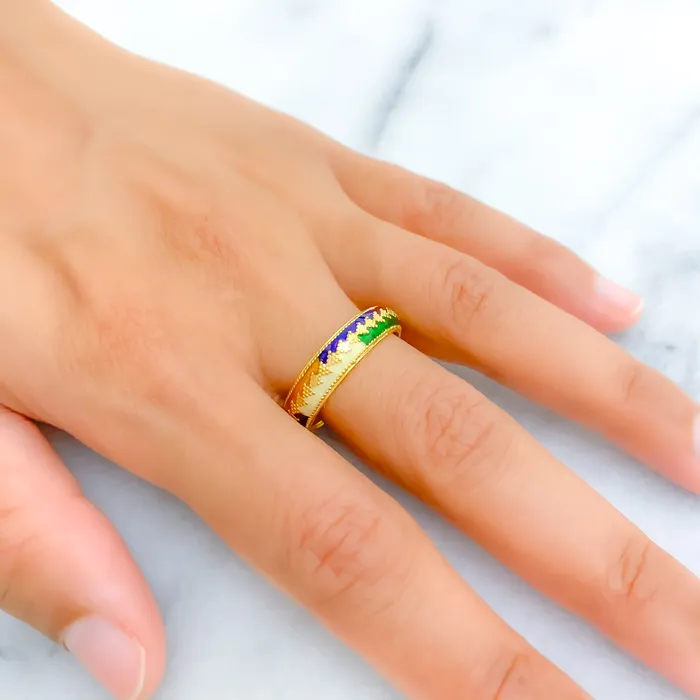 Glossy Detailed 22k Gold Ring Andaaz Jewelers Rings