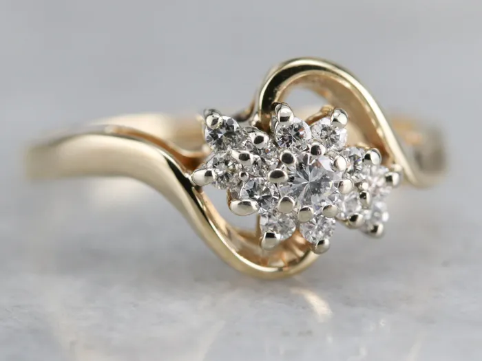 Gold Diamond Cluster Ring Market Square Jewelers Rings