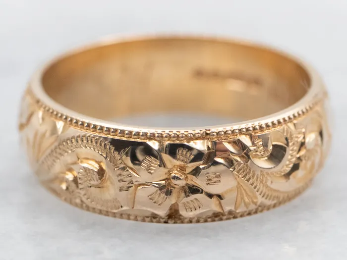 Gold Floral Wedding Band Market Square Jewelers Rings