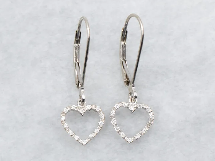 Heart Shaped Diamond Drop Earrings Market Square Jewelers Earrings