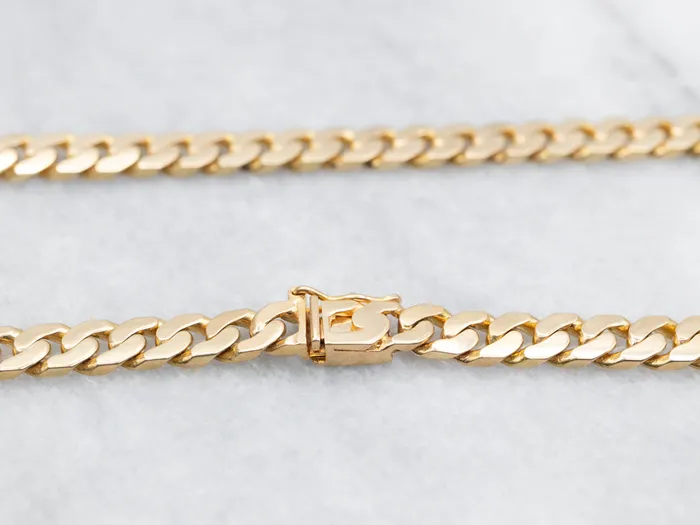 Heavy 18Karat Gold Curb Chain with Box Clasp Market Square Jewelers Necklaces