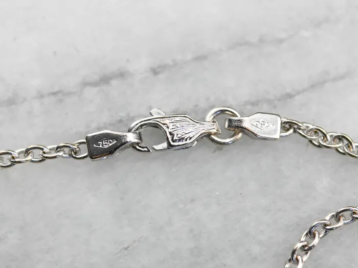 High 18 Karat White Gold Oval Link Chain Market Square Jewelers Rings High 18 Karat White Gold Oval Link Chain Market Square Jewelers Rings