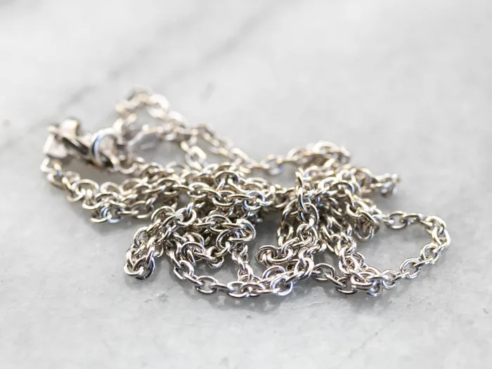 High 18 Karat White Gold Oval Link Chain Market Square Jewelers Rings High 18 Karat White Gold Oval Link Chain Market Square Jewelers Rings