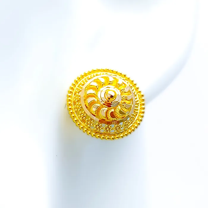 Intricate Beaded Flower 22k Gold Earrings Andaaz Jewelers Earrings