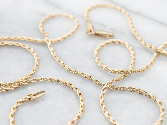 Long Gold Woven Chain with Lobster Clasp Market Square Jewelers Necklaces Long Gold Woven Chain with Lobster Clasp Market Square Jewelers Necklaces