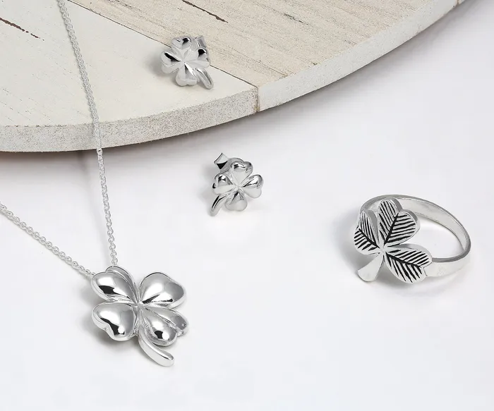 Luck of the Irish Shamrock Stud Earrings Sterling Silver St Patricks Day Charm BlingJewelry Wholesale Earrings