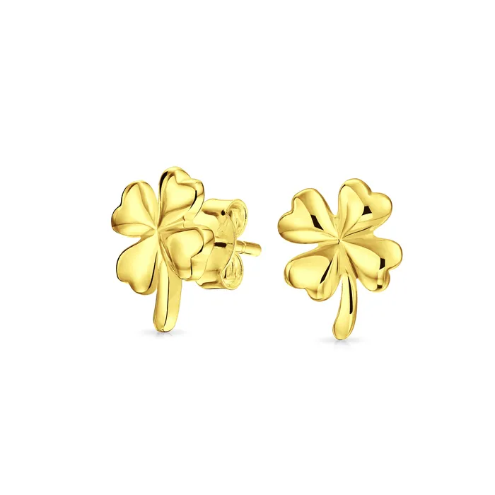 Luck of the Irish Shamrock Stud Earrings Sterling Silver St Patricks Day Charm BlingJewelry Wholesale Earrings