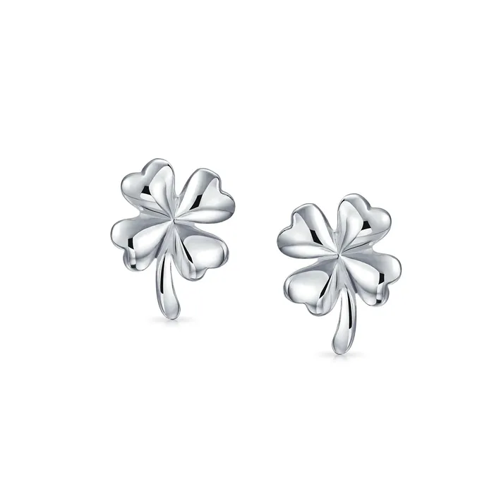 Luck of the Irish Shamrock Stud Earrings Sterling Silver St Patricks Day Charm BlingJewelry Wholesale Earrings