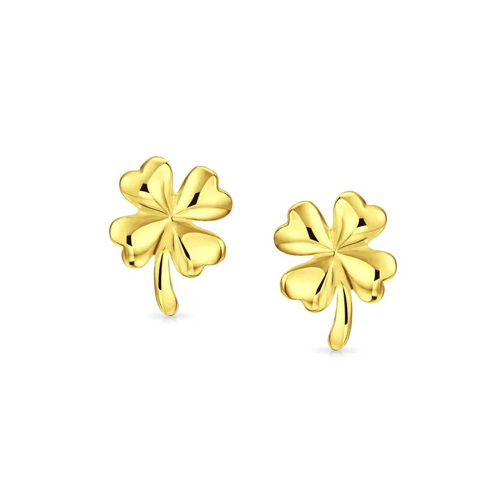 Luck of the Irish Shamrock Stud Earrings Sterling Silver St Patricks Day Charm BlingJewelry Wholesale Earrings