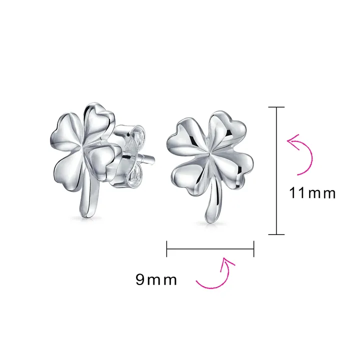 Luck of the Irish Shamrock Stud Earrings Sterling Silver St Patricks Day Charm BlingJewelry Wholesale Earrings
