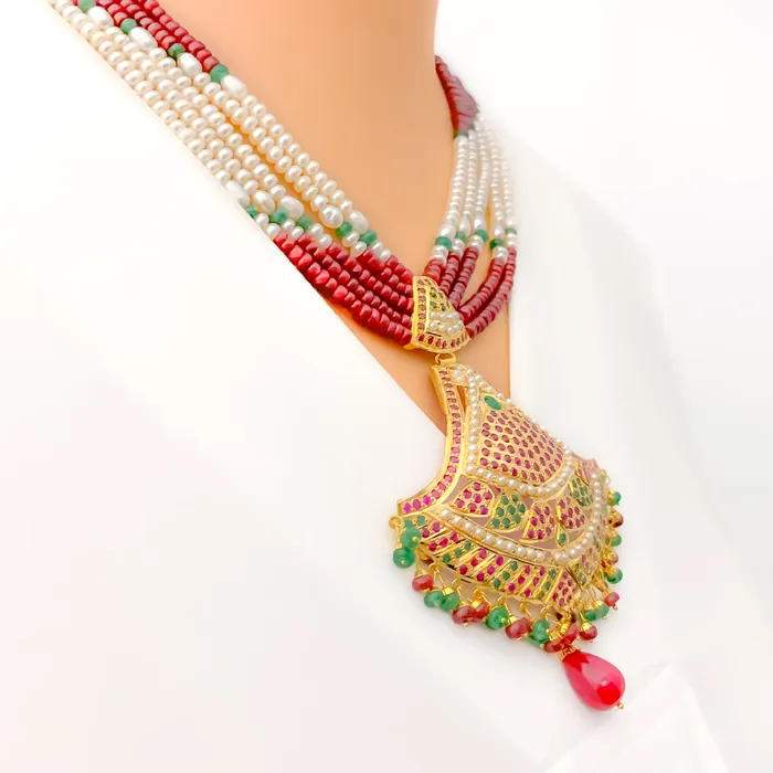 Magnificent Ornamental 22k Gold Heirloom Necklace Set Andaaz Jewelers Necklaces