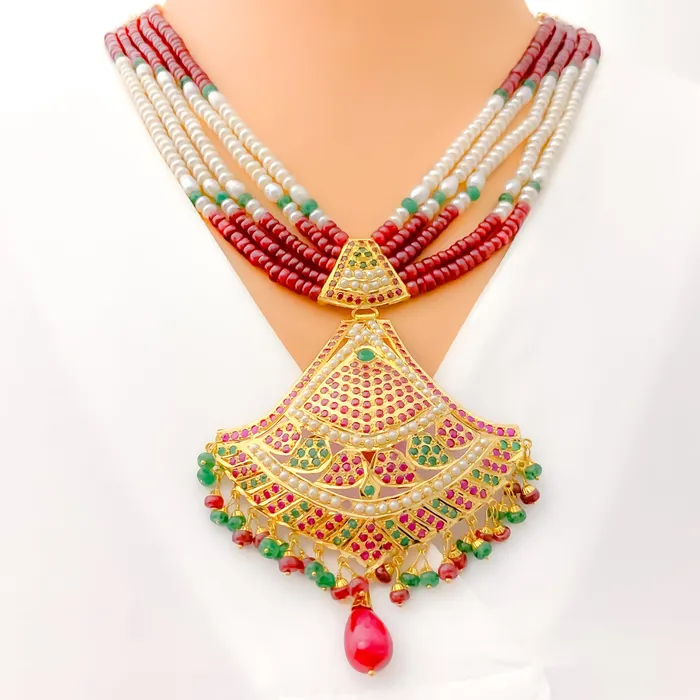 Magnificent Ornamental 22k Gold Heirloom Necklace Set Andaaz Jewelers Necklaces