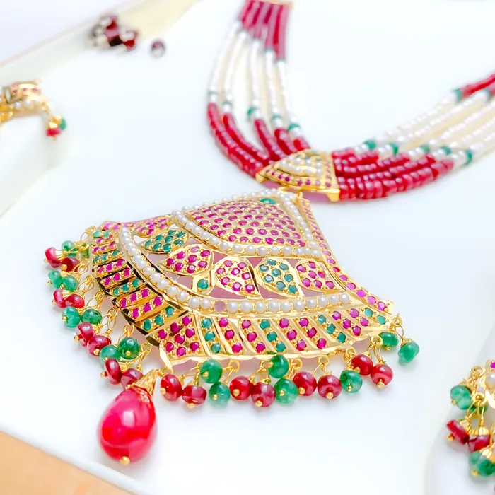 Magnificent Ornamental 22k Gold Heirloom Necklace Set Andaaz Jewelers Necklaces