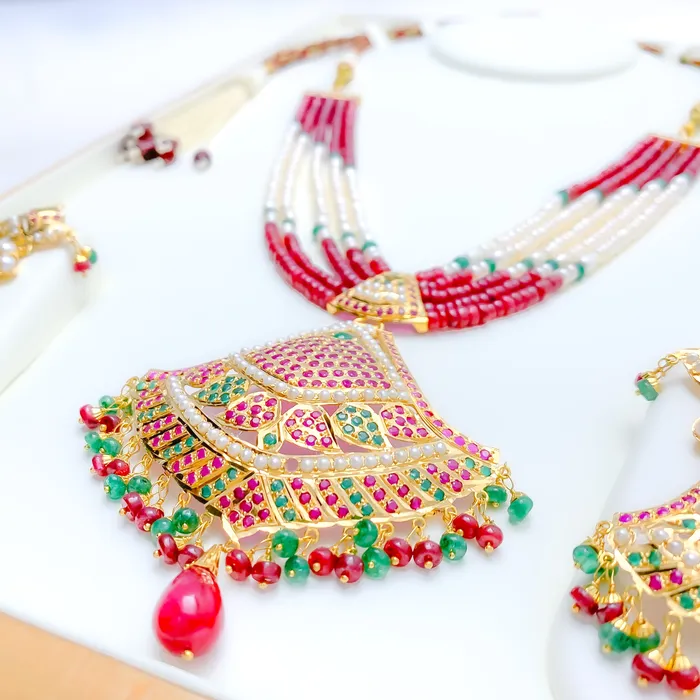 Magnificent Ornamental 22k Gold Heirloom Necklace Set Andaaz Jewelers Necklaces