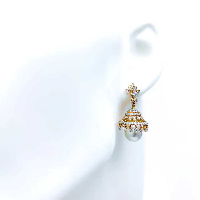 Magnificent Rose Gold Diamond 18k Gold Jhumkis Andaaz Jewelers PreStyled Sets Magnificent Rose Gold Diamond 18k Gold Jhumkis Andaaz Jewelers PreStyled Sets
