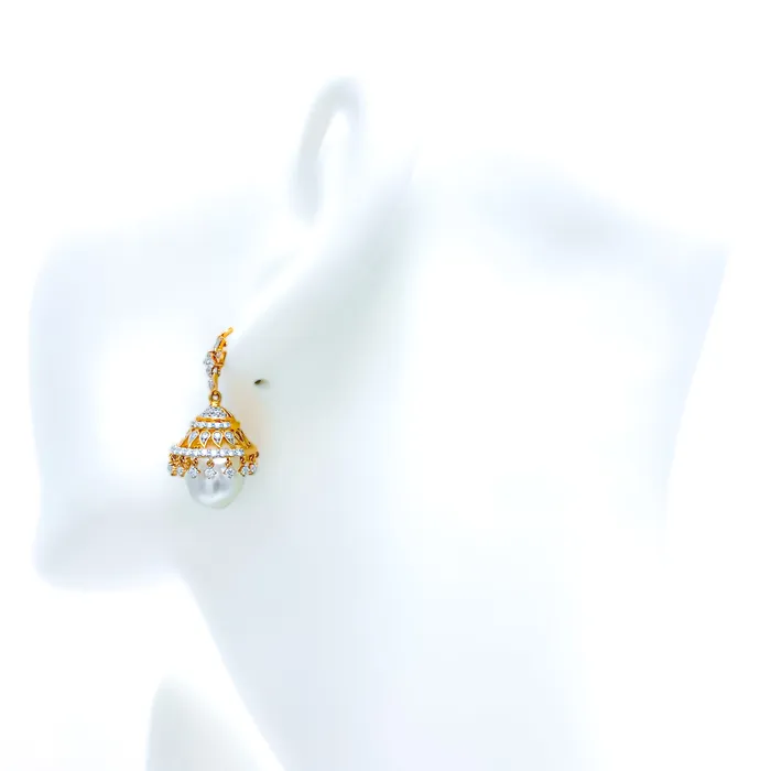 Magnificent Rose Gold Diamond 18k Gold Jhumkis Andaaz Jewelers PreStyled Sets